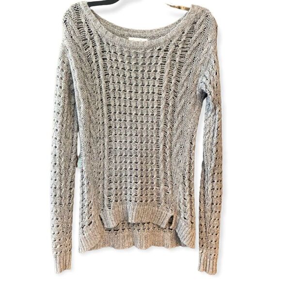 American Eagle XL Gray Lightweight Open Knit Slouchy Long Sleeve Sweater - Picture 1 of 6